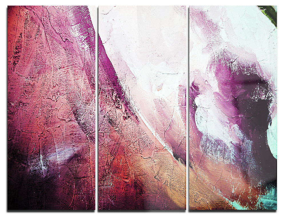 "White and Purple Texture" Glossy Metal Wall Art, 3 Panels, 36"x28"