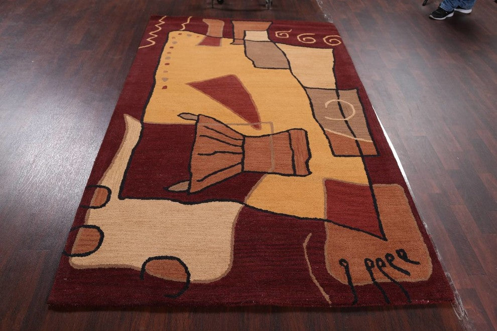 Transitional Hand-Tufted Indian Oriental Oriental Area Rug, Multi, 3x5'