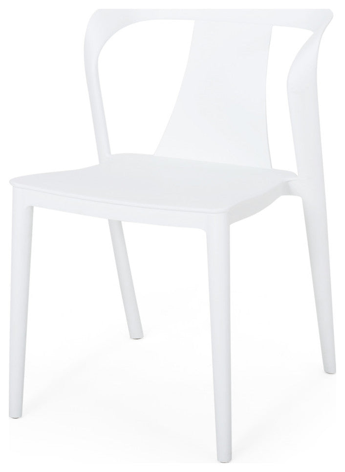 Xanth Outdoor Stacking Dining Chair, Set of 2, White