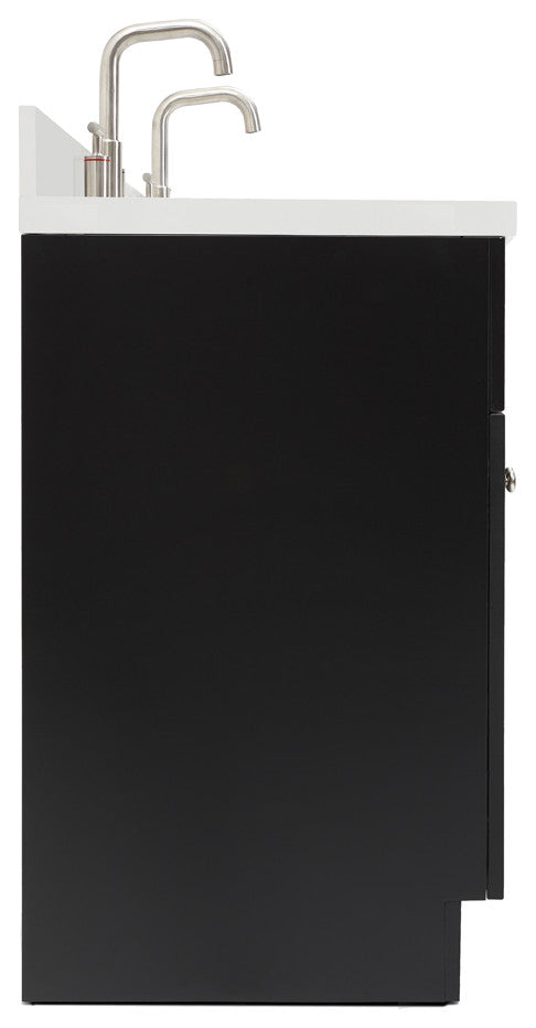 ARIEL Hamlet 73" Double Bath Vanity in Black With White Quartz Top