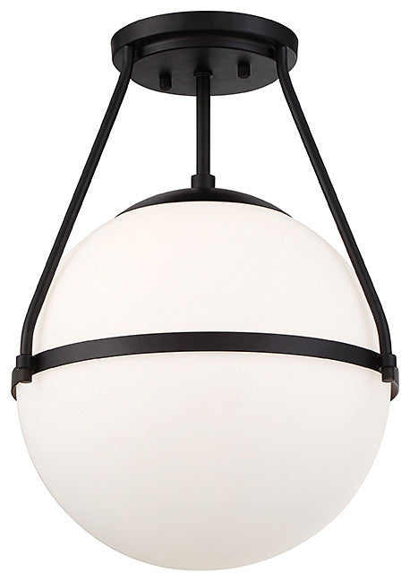 1-Light Semi-Flush Mount, Matte Black