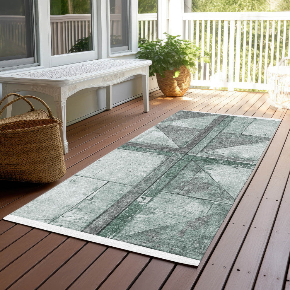 Machine Washable Indoor/Outdoor Chantille ACN1876 Sage 2'3" x 7'6" Runner Rug