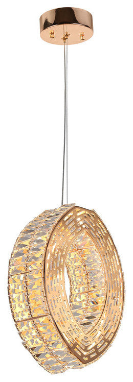 LNC Brusmogan 1-Light 9.5" Modern LED Loop Crystal Mini Chandelier, Gold