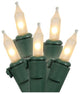 Set of 50 Clear Frosted Mini Christmas Lights 5.5" Spacing, Green Wire