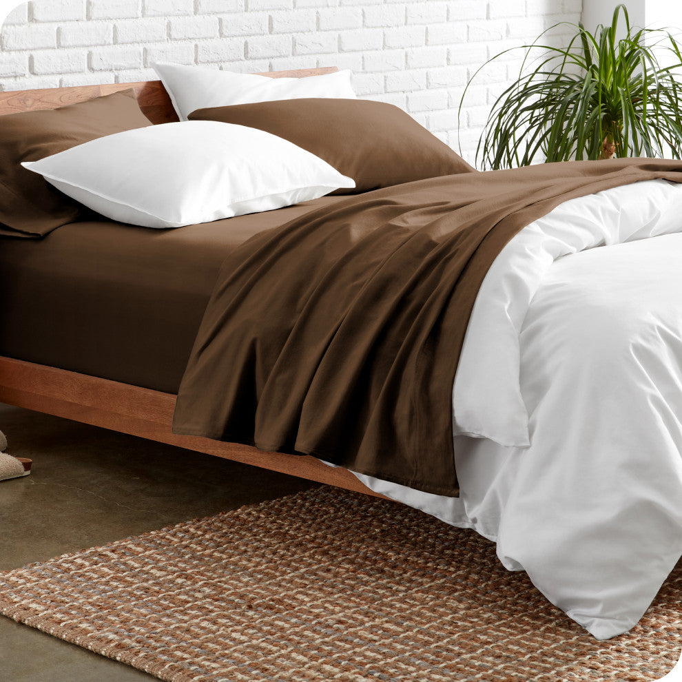 Bare Home Twin XL 1800 Microfiber Sheet Set, Cocoa