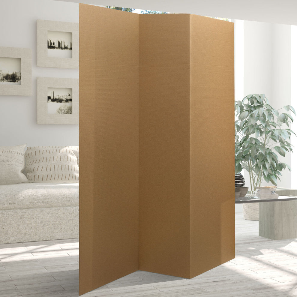 6' Tall Brown Cardboard Room Divider 4 Panel