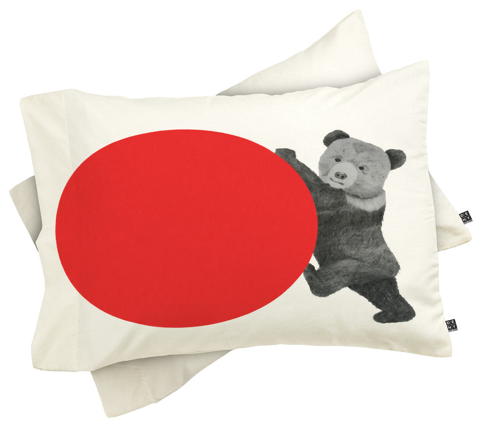 Deny Designs Morgan Kendall red bear Pillowcase