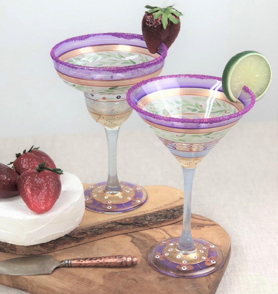Mosaic Garland Margarita Glasses, Set of 2