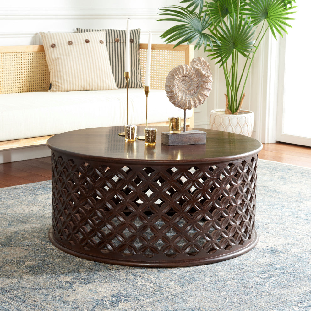 Safavieh Kaydix Round Coffee Table, Brown, Brown