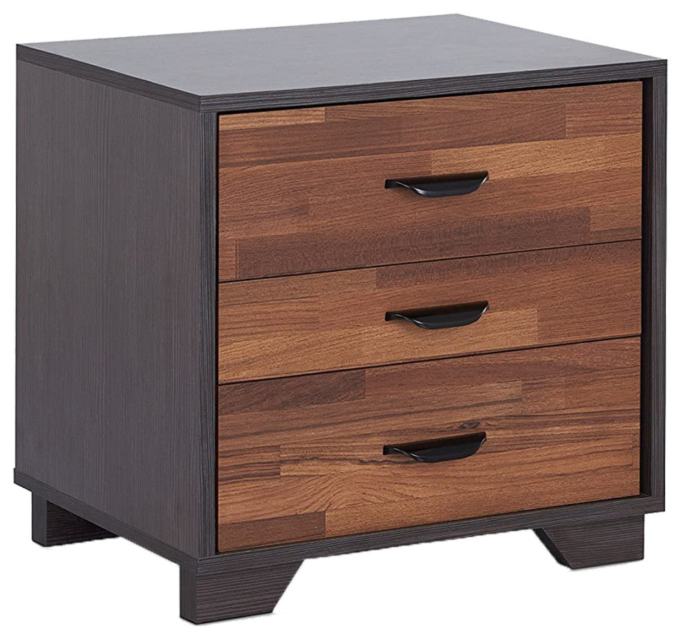 Nightstand with 3 Drawers, Walnut
