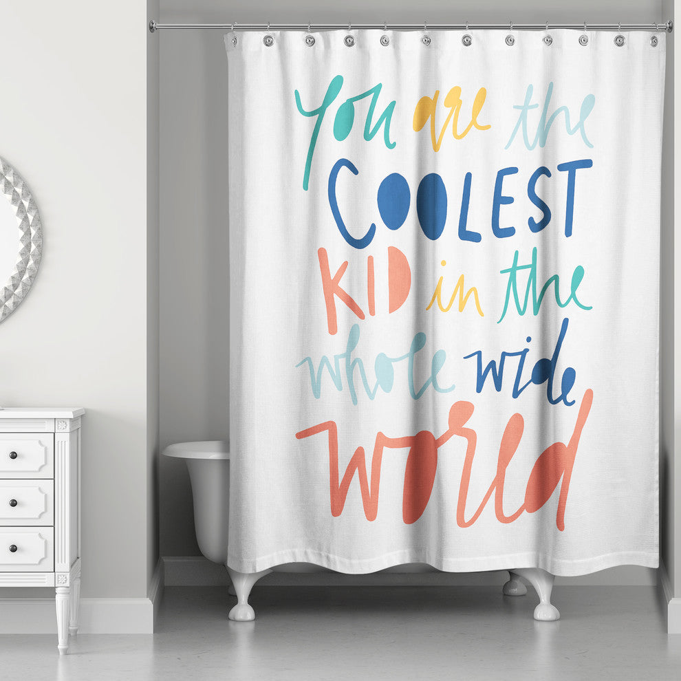 Coolest Kid Rainbow Text 71x74 Shower Curtain