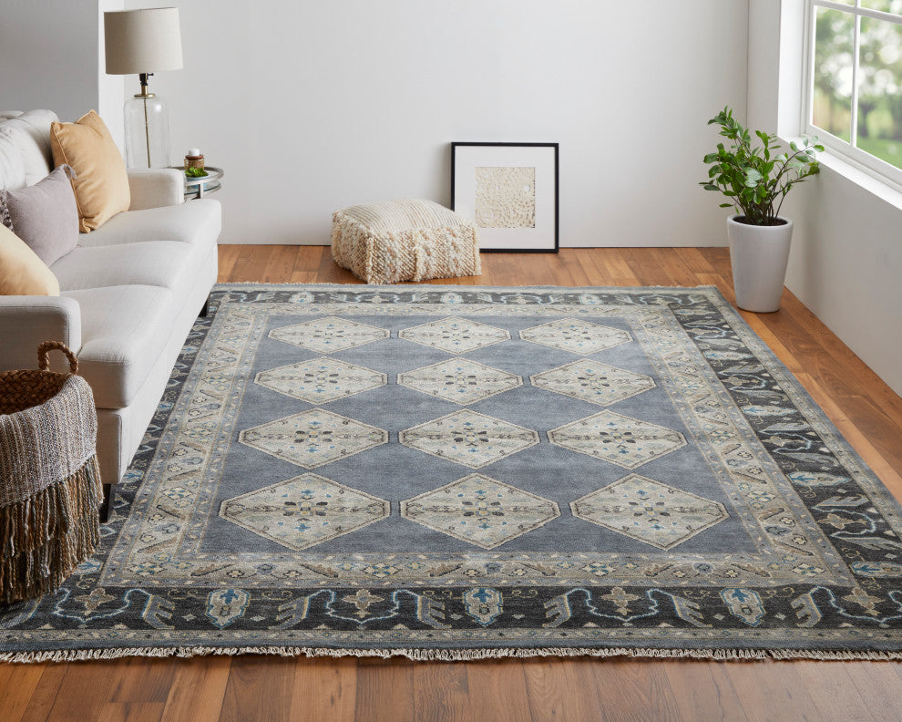 Weave & Wander Alden Rug, Dark Blue/Gray, 5'6"x8'6"