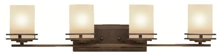 Contemporary Hendrik Wall Mt Bath 4 Arm, Olde Bronze With-Light Umber Glass