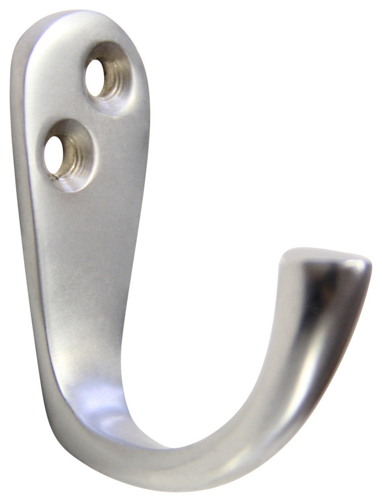 RCH Decorative Brass Wall Hook, 1.6 Inch, Various Finishes, Satin Chrome, 1.6 In