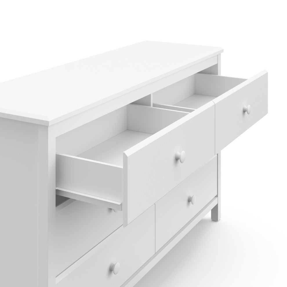 Storkcraft Alpine 6 Drawer Double Dresser, White
