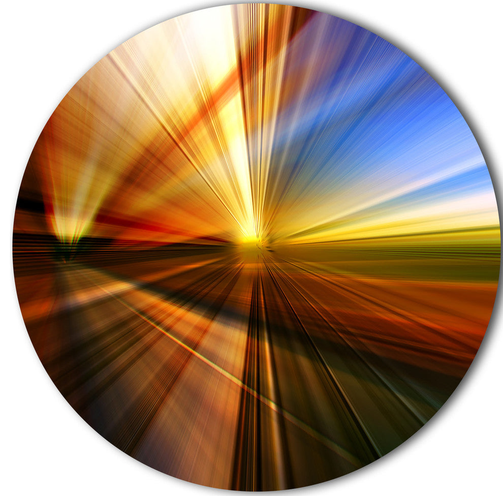 Rays Of Speed Reflection, Abstract Digital Art Round Wall Art, 11"