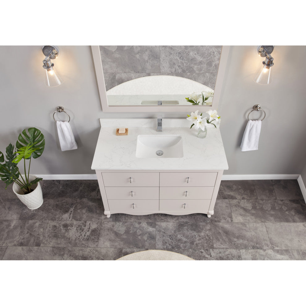 Legion Furniture WS2512 Series Bathroom Sink Vanity, Dreamy White, 48", Artificial Stone Top, Single Sink