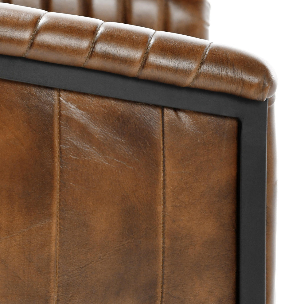 Seville Top Grain Leather Dining Chair, Brown