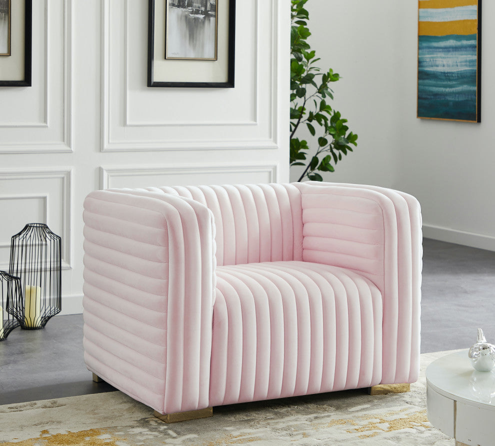 Ravish Velvet Upholstered Chair, Pink, Chair