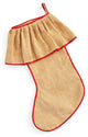 Rustic Jute Christmas Stocking With Ruffle and Red Piping