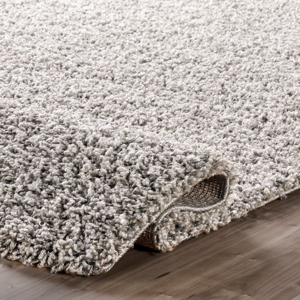 Nuloom Cozy Soft and Plush Solid Easy Shag Area Rug, Silver 4'x6'