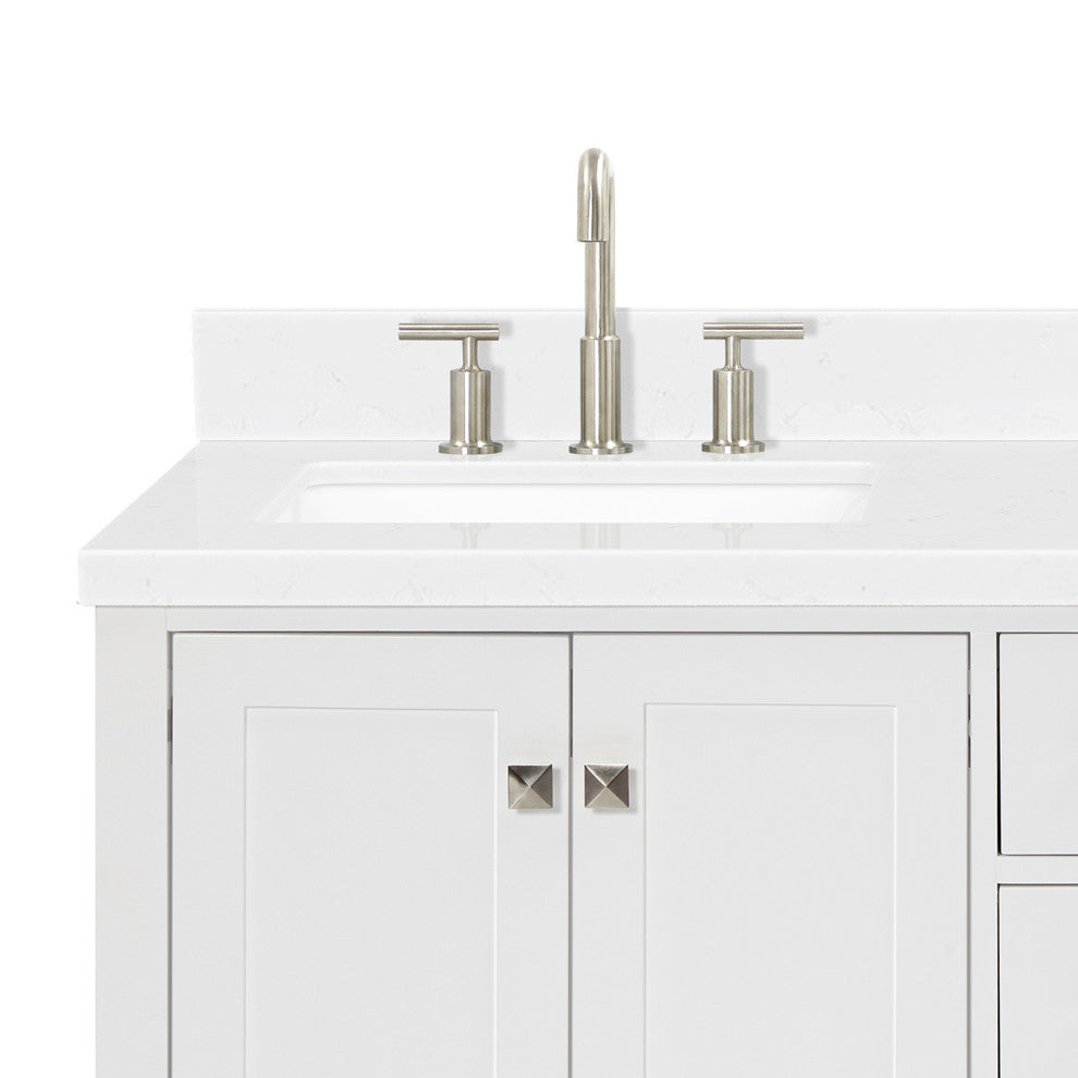 Ariel Cambridge 60" Double Rectangle Sinks Vanity, Carrara Quartz