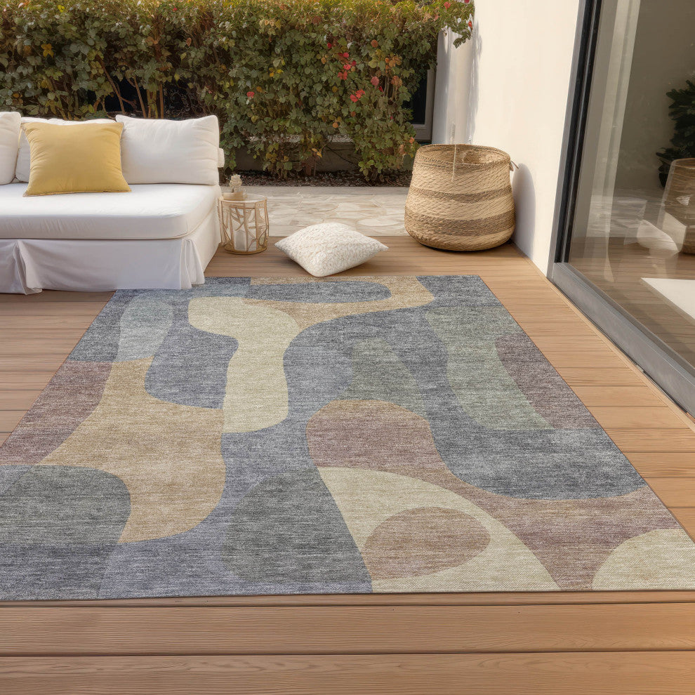 Machine Washable Indoor/Outdoor Chantille ACN1867 Gray 10' x 14' Rug