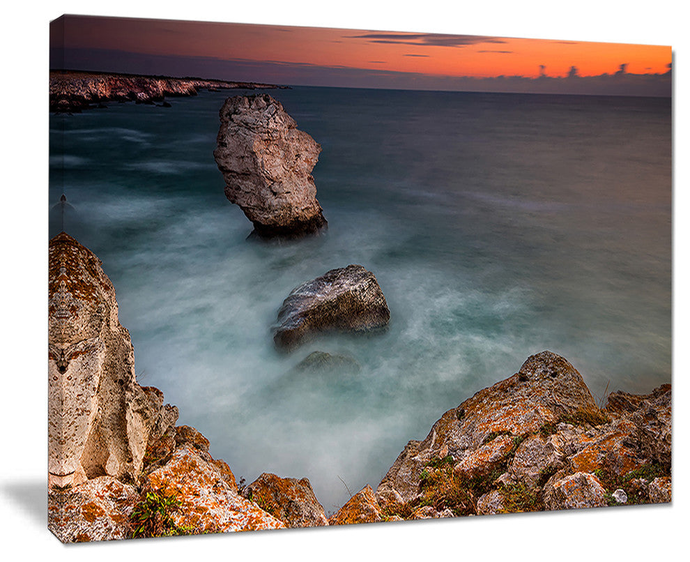 "Big Rock Formations Near Tulenovo" Beach Canvas Wall Art, 40"x30"