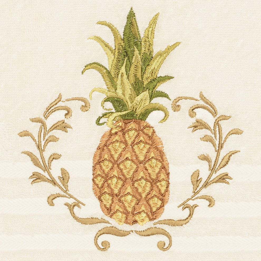 Linum Home Textiles Welcome Embellished, Cream, Bath Towel, 4-Piece Set