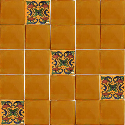 4.2x4.2 9 pcs Yellow Talavera Mexican Tile