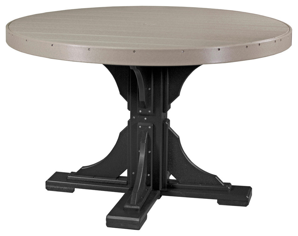 Poly Round Table, Weatherwood & Black, 4' X 4', Dining Height