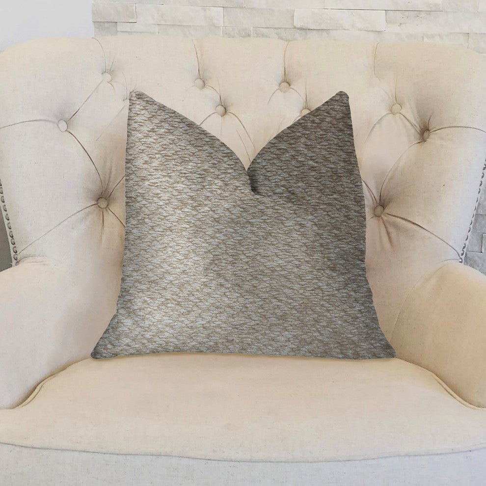 Crme Brulee Beige Luxury Throw Pillow, 18"x18"