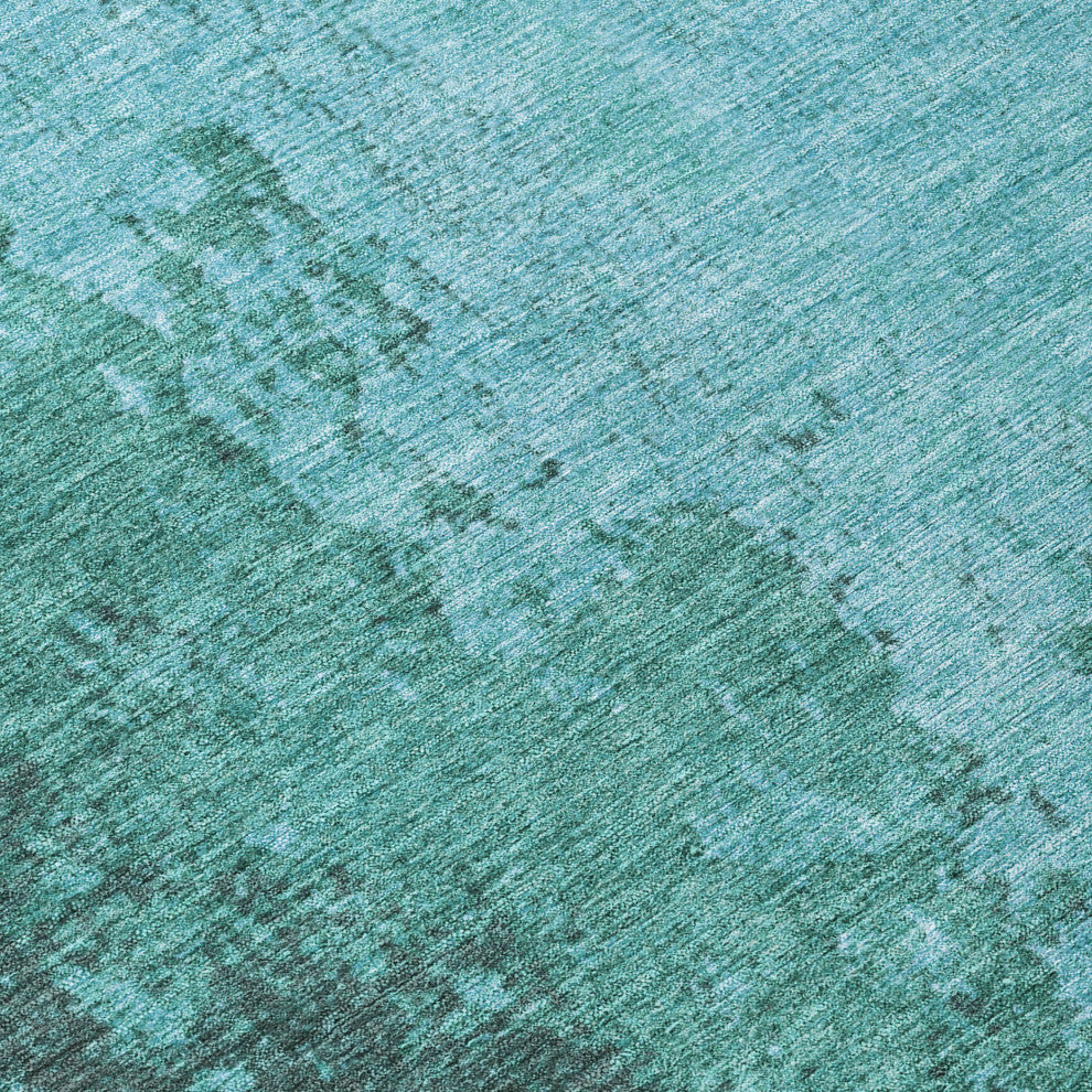 Machine Washable Indoor/Outdoor Chantille ACN1904 Teal 8' x 8' Round Rug