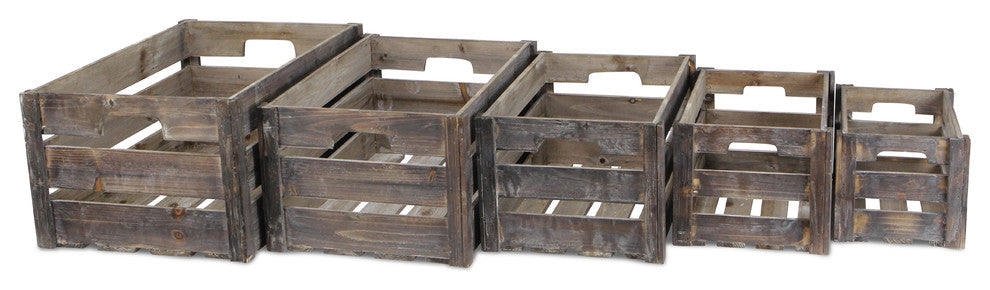 5-Piece Wood Slat Crates