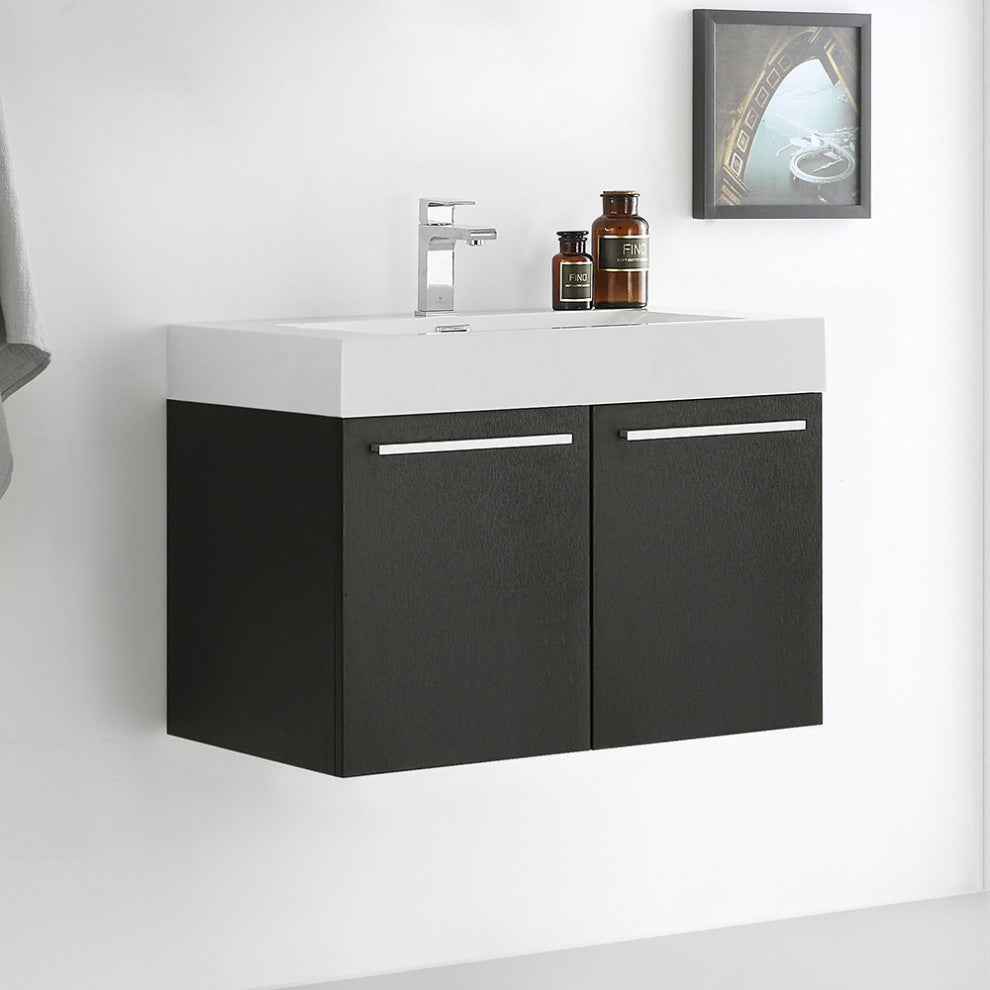 Fresca Vista 30" Black Wall Hung Cabinet With Integrated Sink
