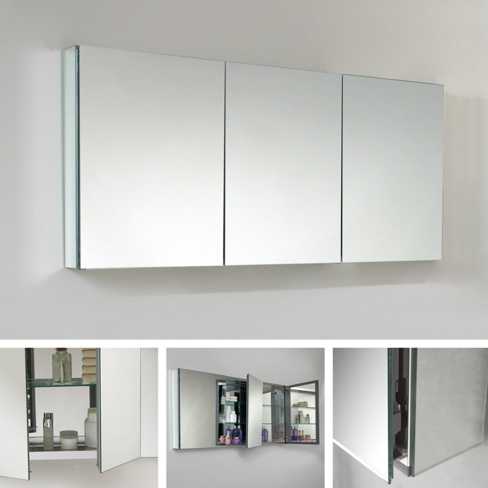 Fresca 60" Wide Bathroom Medicine Cabinet With Mirrors