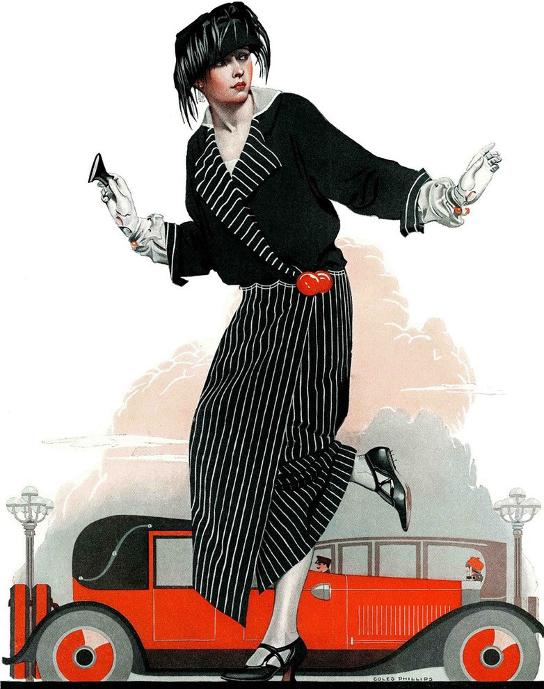 "Flapper and Roadster" Painting Print on Canvas by Coles Phillips