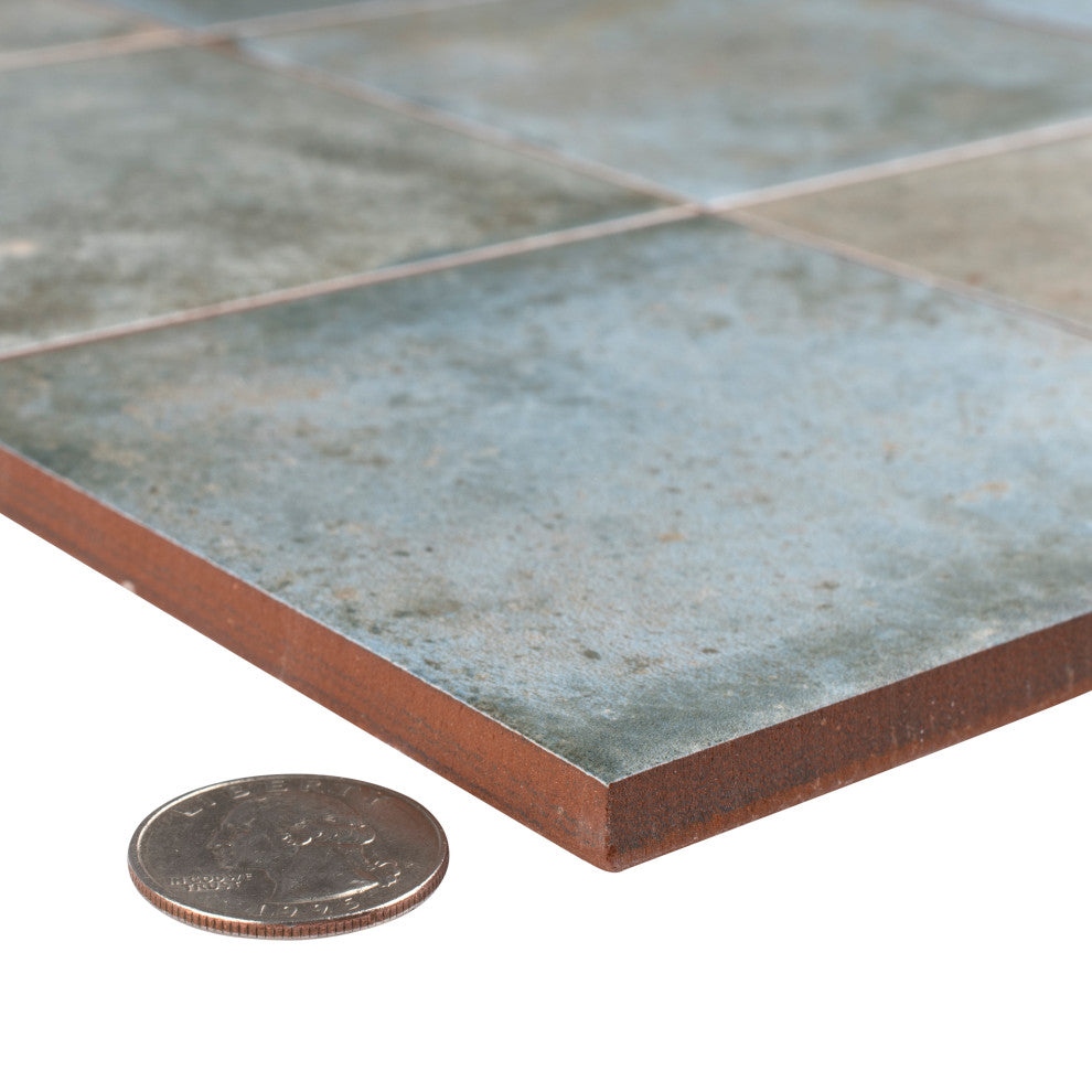 Kings Etna Encaustic Ceramic Floor and Wall Tile, Blue
