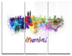 "Mumbai Skyline" Glossy Metal Wall Art, 3 Panels, 36"x28"
