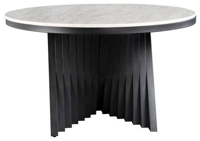 Waterfall Marble Top Round Dining Table, Black
