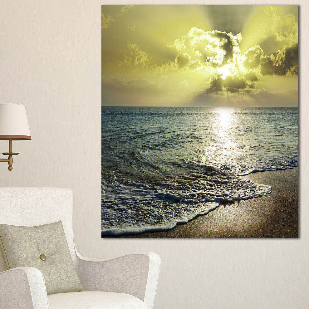 Tranquil Waves under Beautiful Clouds, Large Seashore Canvas Print, 30"x40"