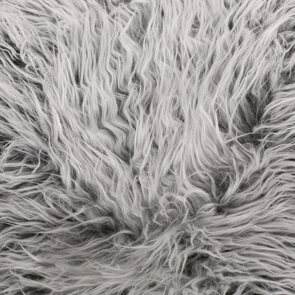 Dundas Modern Glam 3 Foot Faux Fur Bean Bag, Silver Gray