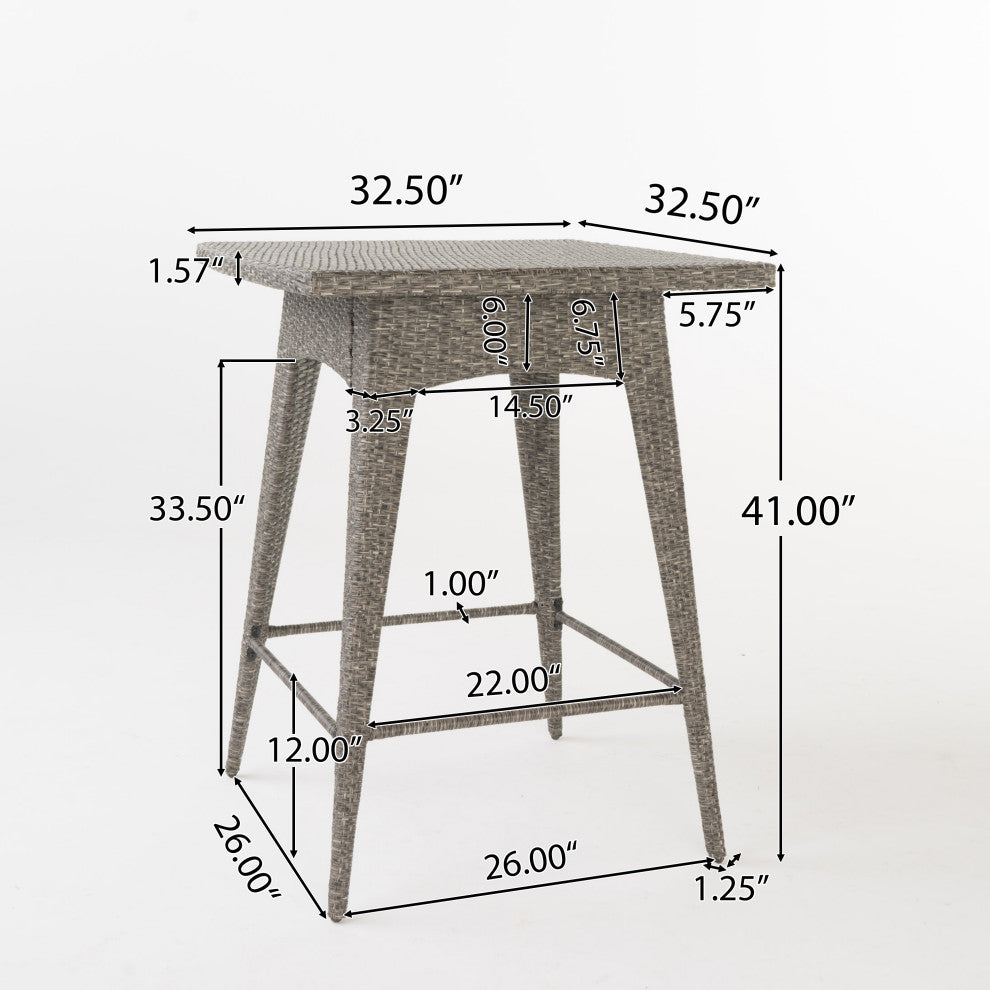 GDF Studio 5-Piece Venice Outdoor Wicker Dining Bar Set