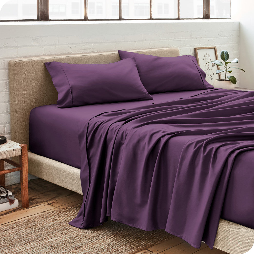 Bare Home 1800 Microfiber Sheet Set, Plum, Queen