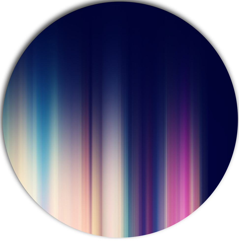 Neon Blue Abstract Lines, Abstract Digital Art Round Metal Artwork, 38"