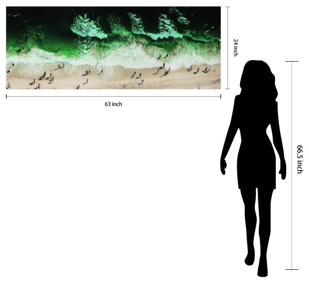 "High Tide" Beach Wall Art Frameless Free Floating Tempered Glass Print 24"x 63"