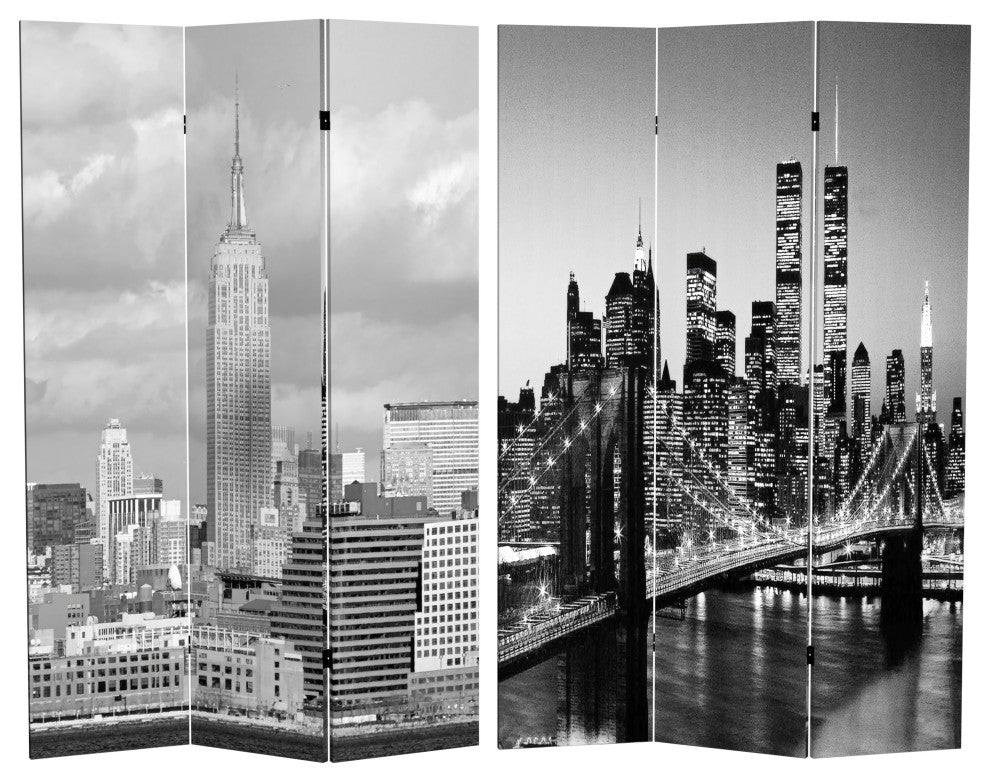 6' Tall Double Sided New York Scenes Room Divider