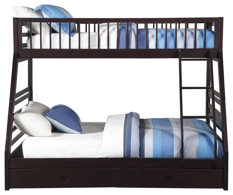 Jason Twin-Over-Queen Bunk Bed With Drawers, Espresso