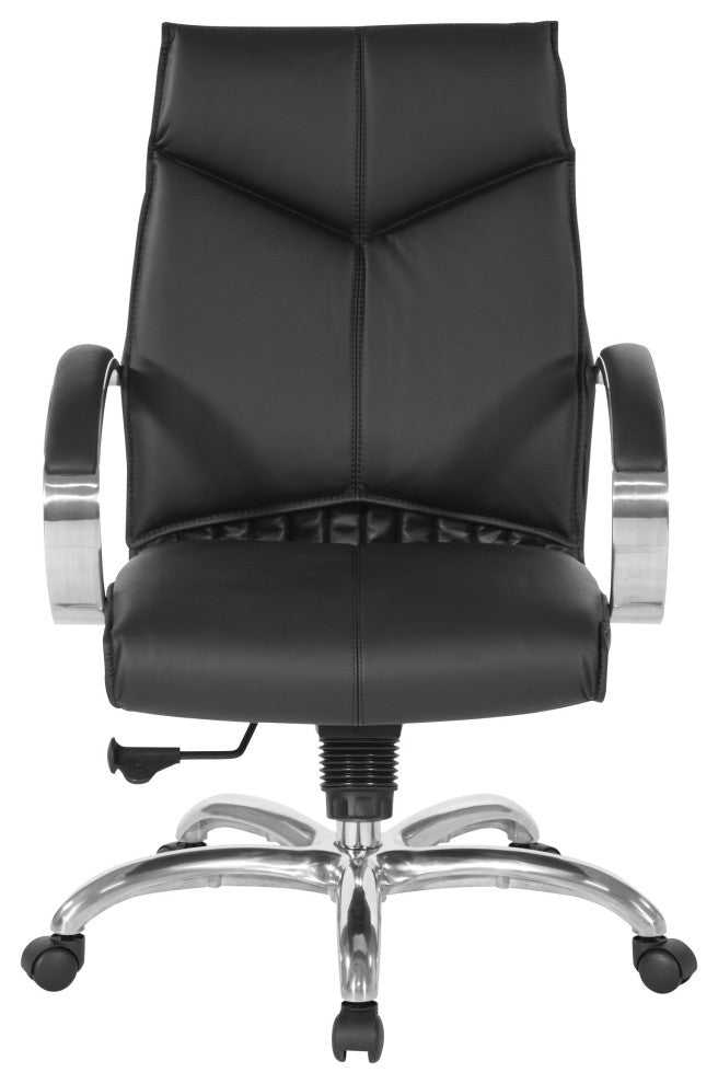 Deluxe Mid Back Black Executive Leather Office Chair