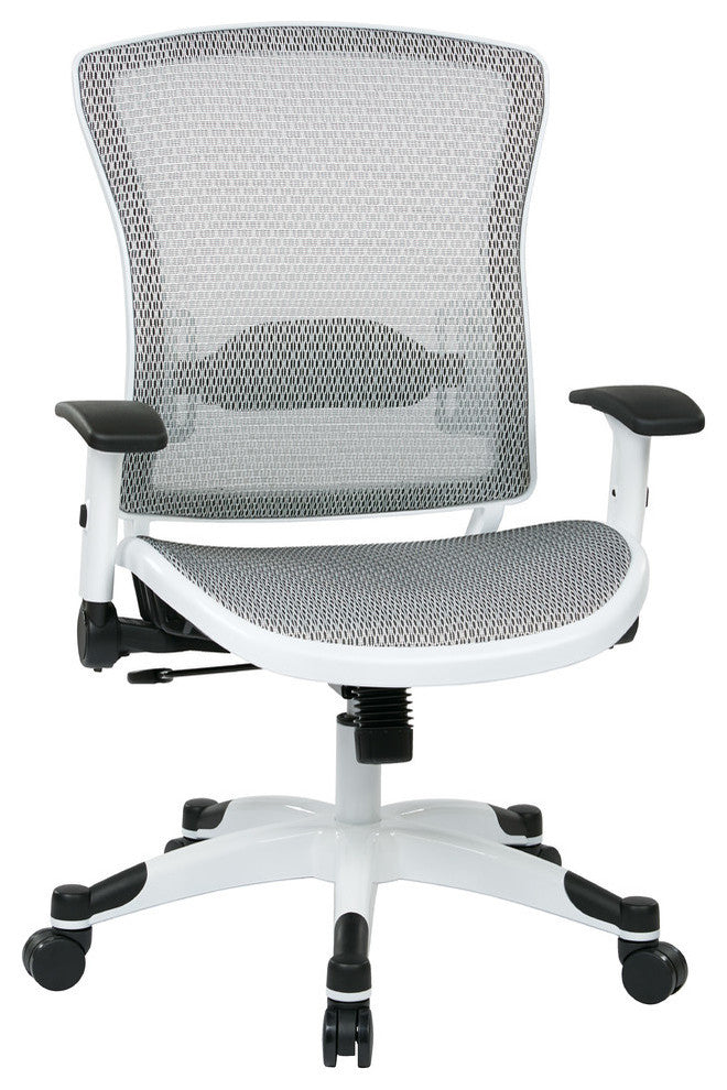 Managers Chair With Padded Mesh Seat and Back, White Frame